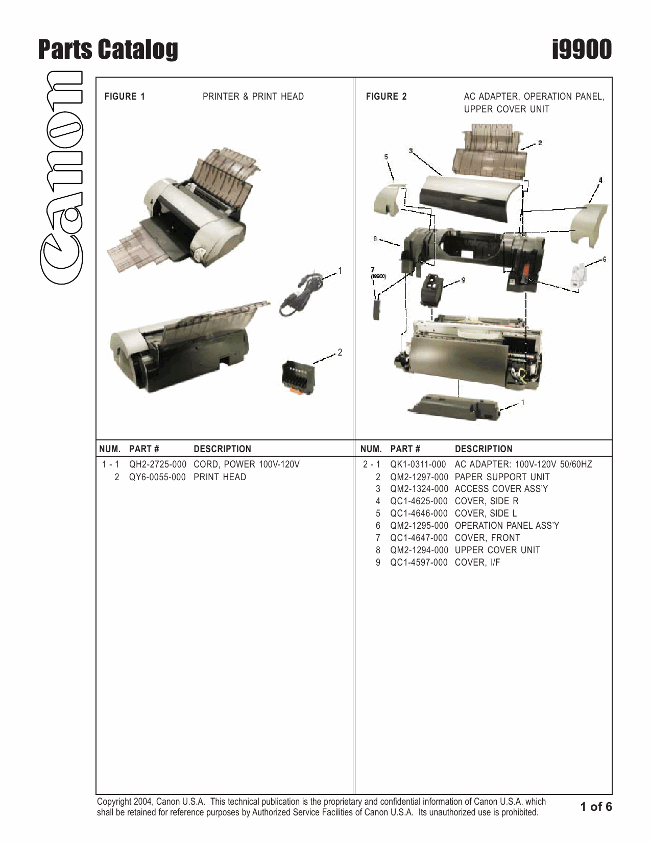 Canon PIXUS i9900 i9950 Parts Catalog Manual-2